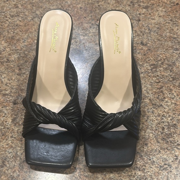 Anne Michelle Kitten Heel Slip On Black Womens Size 10 Square Toe - Picture 4 of 11